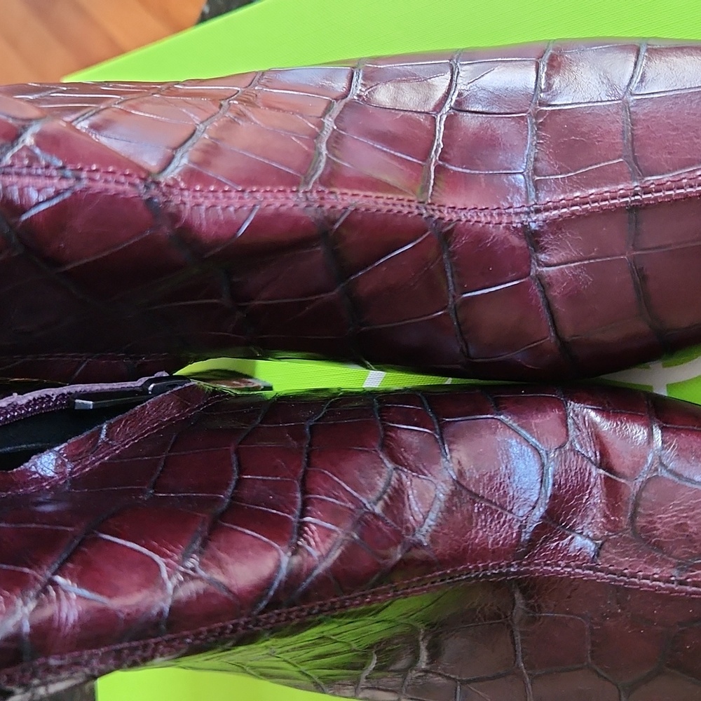 Sam Edelman Codie 2 Boots Red Bordeaux Burgundy Croc Size 9.5 - Picture 9 of 14